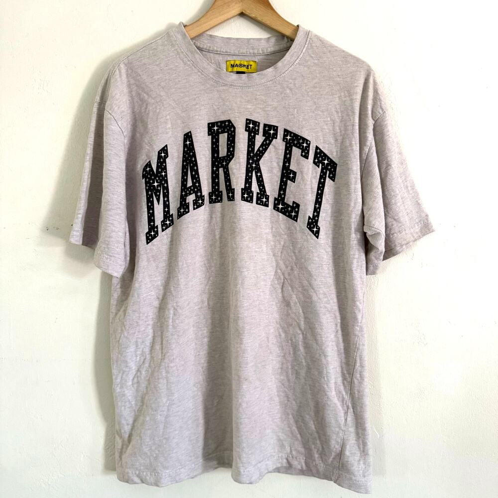 Chinatown Market Short Sleeve T Shirt Gray Logo Spell Out Size Large Streetwear‎